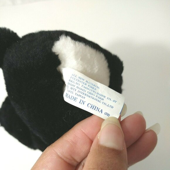 MTY International Black White Dog Puppy Plush Sealed with a Kiss 7" Valentine - Picture 6 of 7